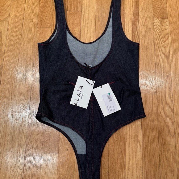ALAIA - Denim Tank Top Bodysuit - Picture 4 of 12